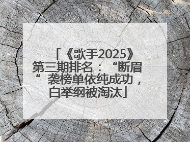《歌手2025》第三期排名：“断眉”袭榜单依纯成功，白举纲被淘汰