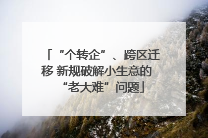 “个转企”、跨区迁移 新规破解小生意的“老大难”问题