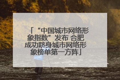 “中国城市网络形象指数”发布 合肥成功跻身城市网络形象榜单第一方阵