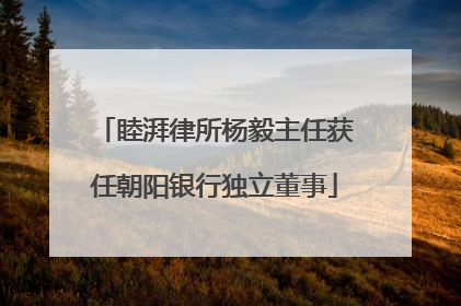 睦湃律所杨毅主任获任朝阳银行独立董事
