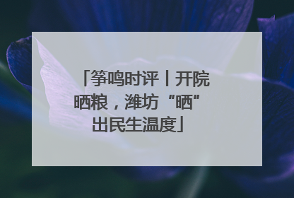 筝鸣时评丨开院晒粮，潍坊“晒”出民生温度