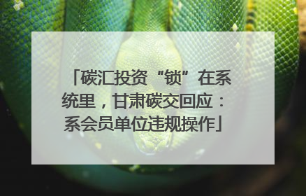 碳汇投资“锁”在系统里，甘肃碳交回应：系会员单位违规操作