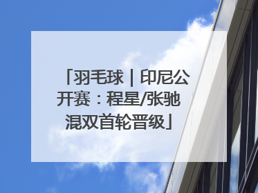 羽毛球｜印尼公开赛：程星/张驰混双首轮晋级