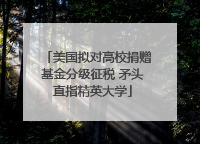 美国拟对高校捐赠基金分级征税 矛头直指精英大学