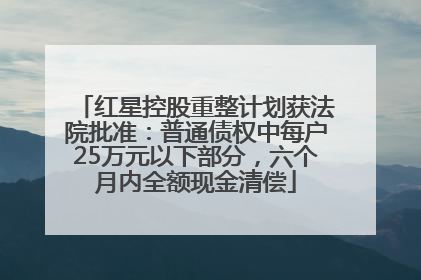 红星控股重整计划获法院批准:普通债权中每户25万元以下部分,六个月内全额现金清偿
