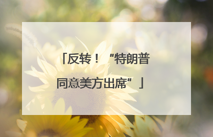反转！“特朗普同意美方出席”