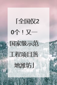 全国仅20个！又一国家级示范工程项目落地潍坊