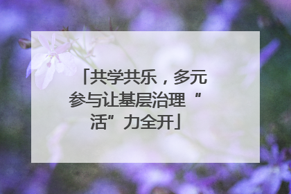 共学共乐，多元参与让基层治理“活”力全开