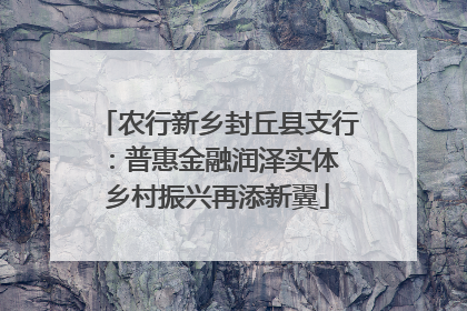 农行新乡封丘县支行：普惠金融润泽实体 乡村振兴再添新翼