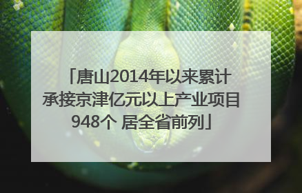 唐山2014年以来累计承接京津亿元以上产业项目948个 居全省前列