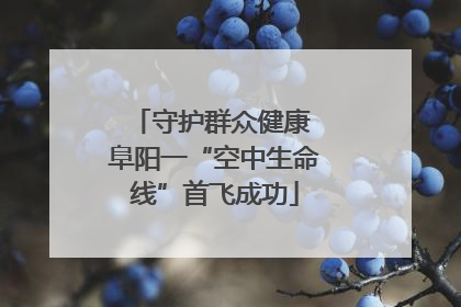 守护群众健康 阜阳一“空中生命线”首飞成功