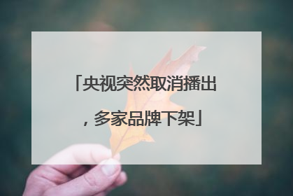央视突然取消播出，多家品牌下架