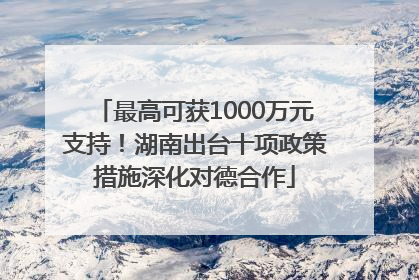 最高可获1000万元支持！湖南出台十项政策措施深化对德合作