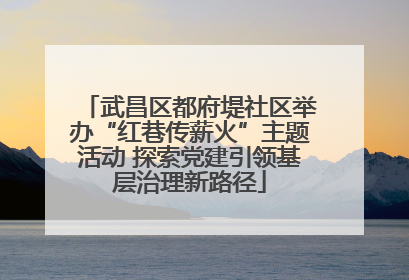 武昌区都府堤社区举办“红巷传薪火”主题活动 探索党建引领基层治理新路径