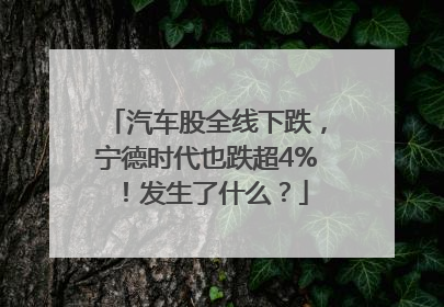 汽车股全线下跌，宁德时代也跌超4%！发生了什么？