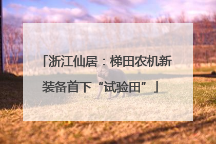 浙江仙居：梯田农机新装备首下“试验田”