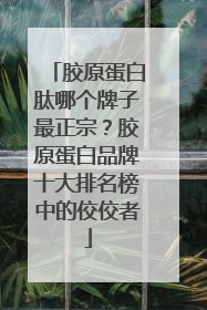 胶原蛋白肽哪个牌子最正宗？胶原蛋白品牌十大排名榜中的佼佼者