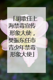 胡歌任上海禁毒宣传形象大使，樊振东任市青少年禁毒形象大使