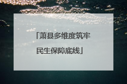 萧县多维度筑牢民生保障底线