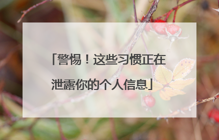 警惕！这些习惯正在泄露你的个人信息