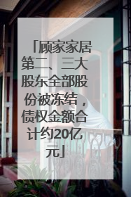顾家家居第二、三大股东全部股份被冻结，债权金额合计约20亿元