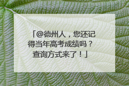 @德州人，您还记得当年高考成绩吗？查询方式来了！