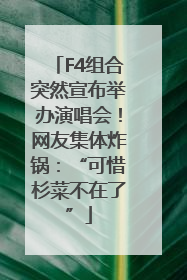 F4组合突然宣布举办演唱会！网友集体炸锅：“可惜杉菜不在了”